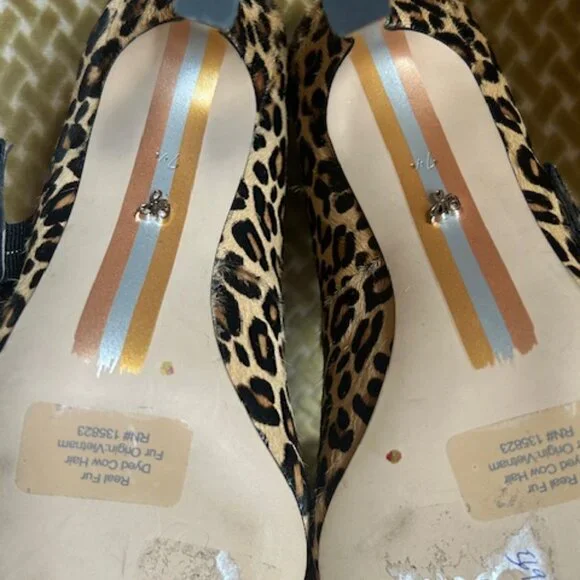 Sam Edelman Nude Leopard Print Cow Fur Hinda Jewel Buckle Strap Pumps NEW - Picture 10 of 16